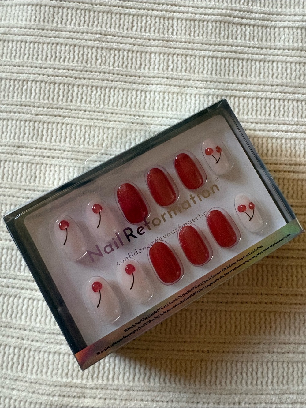 Nail Reformation Red Press-On Nails with Cherry Accent